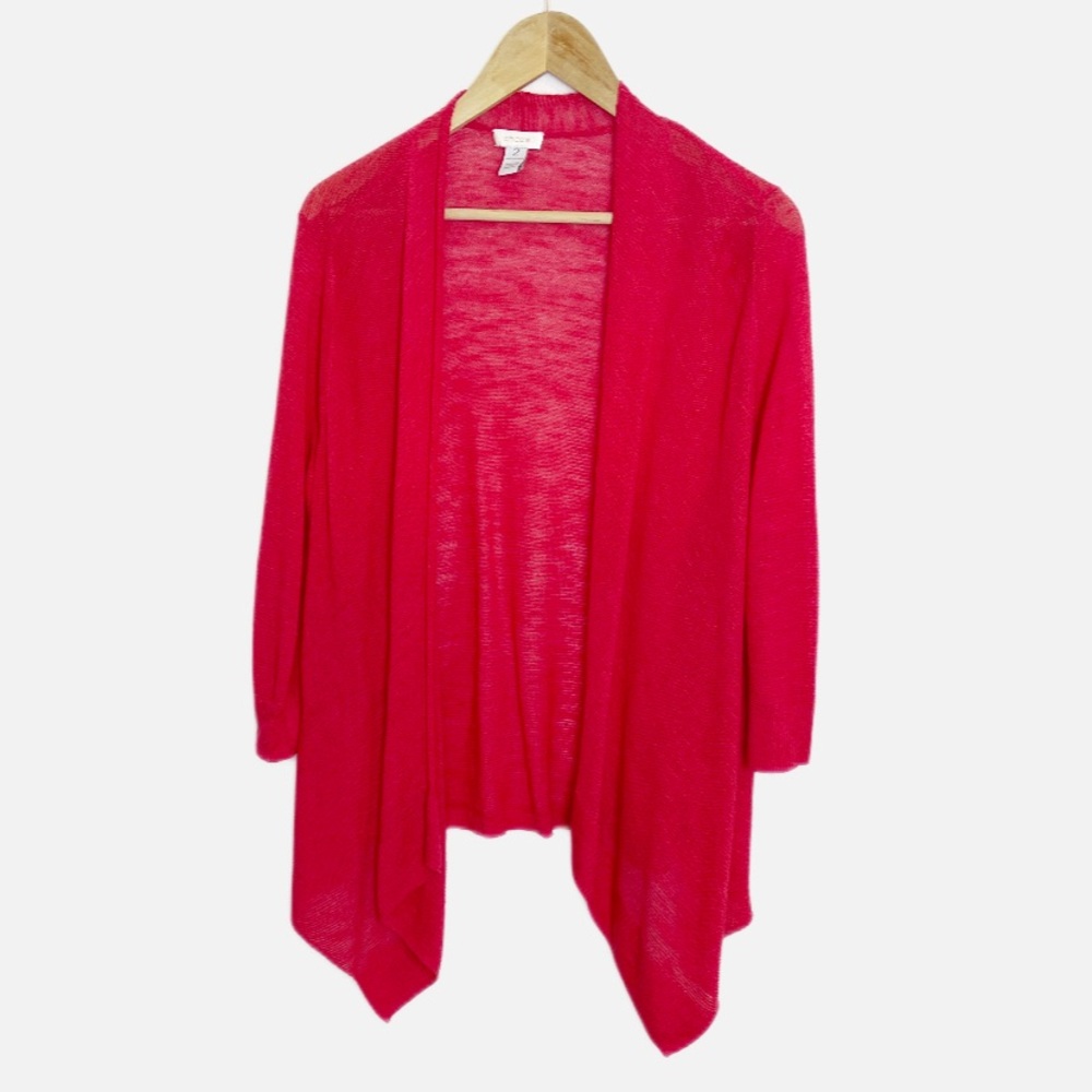 Chicos Open, Drape Front Cardigan red 2
